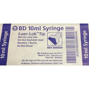 BD 10ml Luer Lok Syringe Single