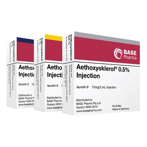 Aethoxysklerol 5mg/ml 0.5% 5x2ml solution for injections