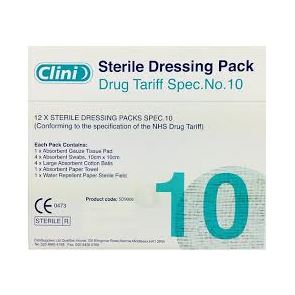 Clini Dressing Pack DTS No 10 (Woven Swabs) Box of 12