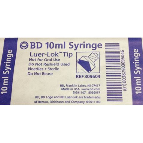 BD 10ml Luer Lok Syringe Single